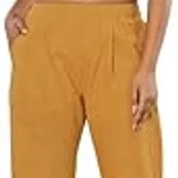 murli kurti Women's Solid Cotton Straight Fit Pants | Ankle-Length Trousers with Elastic Waist & Pockets | Casual & Office Wear Black S-picture-2