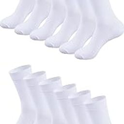 mukhaksh (Pack of 6 Pairs = 12 Socks Women Girls Cotton Lycra White Calf Length Socks-picture-7