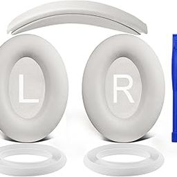 SOULWIT Ear Pads Cushions + Headband + Silicone Earpads Cover Protector, Replacement Kit for Bose QuietComfort 45 (QC45)/QuietComfort SE (QC SE)/New Quiet Comfort Over-Ear Headphones - White Smoke-image-81
