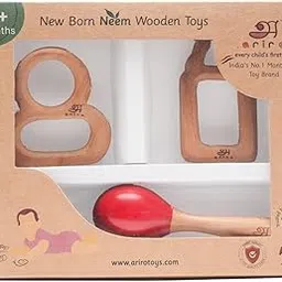 Ariro Wooden Infant Teethers Gift Set-3 For Baby Boy & Girl|Hand Crafted With Organic Neem Wood That Helps Boost Immunity & Aids In Digestion|Easy To Grasp & Chew-image-13