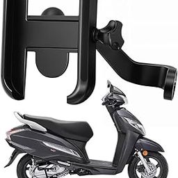 WHIPONE Metal CNC Mobile Holder for Scooter, Scooty & Motorcycle Compatible for Honda Activa 125, Mirror Mount, 360° Rotation, Strong Anti-Slip Grip, Wide Adjustable Fit for All Smartphones (Black)-8
