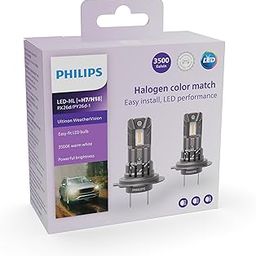 Philips WeatherVision LED car headlight bulb (H7/H18), ultra-compact direct-fit, Halogen color match, easy install, LED performance, 3500K, set of 2-image-19