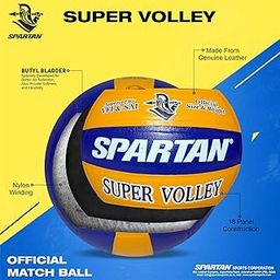 Spartan Super Volleyball,18 Panel, Leather Pasted, for Youth, Adult Size 4, Durable, (Yellow and Blue) Lightweight, Waterproof, Butyl Bladder, Official Size and Weight, Nylon Winding Approved by VFI-image-21