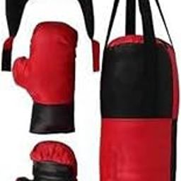 EmmEmm Assorted Boxing Kit for Kids Age 4-10 Years (Bag + Head Gaurd + Boxing Gloves) Red Black Color-image-47