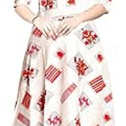 Women's Attractive Rayon Maxi Dress Full Length Anarkali Gown Kurti for Women and Girls (Free Size Upto XXL) White-21