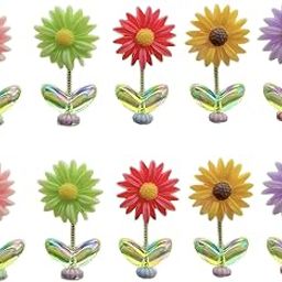 10Pcs Mini Paste Shaking Head Sunflower Car Accessories for Dashboard, Dancing Solar Flowers, Car Accessories for Dashboard, Car Mirror Decorative Dashboard Ornaments, Latest Multi-Colour 2025-image-1