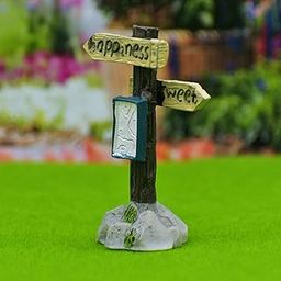 Aadyacrafts Miniature Garden Signpost Decoration, Rustic Wooden Style Direction Post with Stone Base, Fairy Garden Accessory, C0600-B-image-31