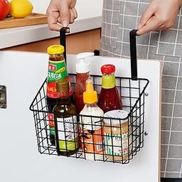 FORKLS Rack for Storage, Milk Basket for Main Door Hanging Pack Wire Grid Storage Baskets with Hooks, Over the Door Hanging Organizer, Kitchen Organizer & Bathroom Organizer - Black 1 Pcs-27