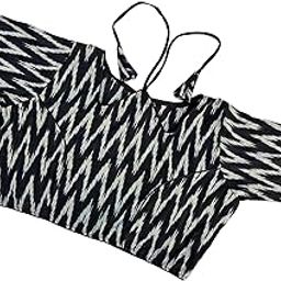 Ikat w Cut Blouse Pure Cotton Blouse Glass Sleeve Blouse Black-37