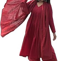 Women's Rayon Viscose A-Line Solid Kurta with Palazzo & Dupatta-image-108