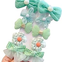SYGA 10-Piece Baby Hair Clip Set for Girls Adorable Bow and Flower Designs Hair Pin Soft, Lightweight, and Stylish - Cyan-image-92