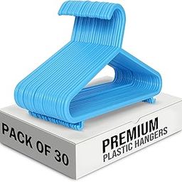 NAVIN HANGERS | Pack of 30, Blue Plastic Kids Small Hangers for Clothes | with Side Hooks for Strappy Baby Dresses-image-34