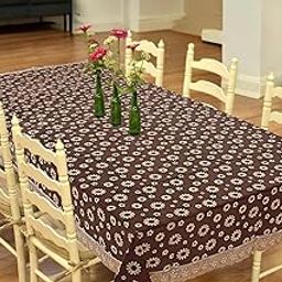 CASA-NEST PVC Waterproof Table Cover Brown Flower Design Upto 2-4 Seater Centre Table Cover Size 40x60 inches printed001-31