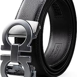 Leather Belt for Men Formal and Casual - Automatic Ratchet Belts - (Double C Logo Waist Size Fit From 28" to 42”)-image-91