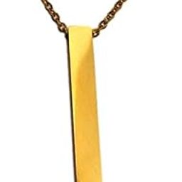 Golden Bar locket cube cuboid pendant with chain Stainless Steel Metal For Men and Women-63