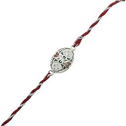 HANDZY Silver Rakhi for Brother | Om Sutra Design |Silver Rakhi with Pearls & Zircon | Traditional Raksha Bandhan Gift-image-22