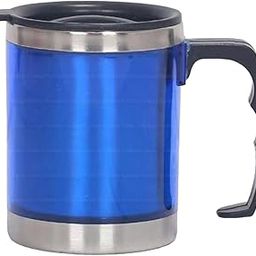 FunBlast Milk Mug for Kids – Stainless Steel Mug with Lid for Kids, Milk Drinking Cup for Kids, Cartoon Mugs for Boys, Mug for Girls, Best Birthday Return Gifts for Kids - Capacity 350 ML (Blue)-0