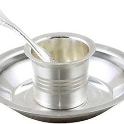 GoldGiftIdeas Silver-Plated Tarbhana Pooja Thali Set (Silver)-image-3