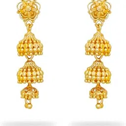 luv fashion Traditional Temple Gold Copper Brass South Screw Back Studs Jhumka Earrings For Women girls ERG1660|DC_ERG1660-picture-1