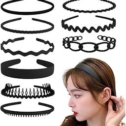 Wide Hair Headbands with Teeth, 9-Pack, Black, Non-Slip Design for Women Men (BLACK, PACK OF 9)-image-58