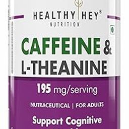 HealthyHey Nutrition Natural Caffeine Plus L-Theanine-Support Energy and Focus (Pack of 60 Vegetable Capsules)-16