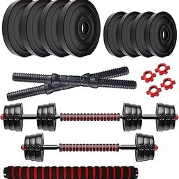 Amazon Brand - Symactive PVC 18 Kg 3-in-1 Convertible Dumbbells Set | for Fitness & Workout | 2 Kg x 4 + 2.5 Kg x 4 PVC Weight, 14'' Dumbbell Rods Pair & Nuts, 1 Cushioned Connector Rod | Multicolor-19