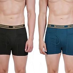 Marlow Mens 100% Pure Combed Cotton Outer Elastic Pocket Trunks (Pack of 2)-23