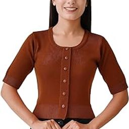 Kuku Hosiery Woolen Half Sleeves Cashmilon Saree Blouse & Crop Sweater for Women| Crop Winter top|Winter wear for Adult Girls/Women (Round-Neck)-image-16