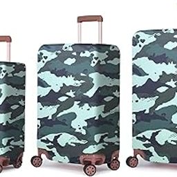 Polyester Fabric Stretchable & Washable Protective Luggage Cover Set of 3 for 50 cm - 55 cm, 65 cm - 70 cm, 75 cm to 80 cm Fits Small Medium Large Size for Hard/Soft Luggage (Camo Green)-image-26