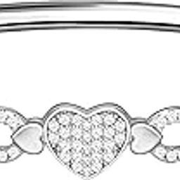 925 Silver Zircon Studded Heart Bangle Bracelet Gifts for Girlfriend, Gifts for Women & Girls| With Certificate of Authenticity and 925 Stamp | 6 Month Warranty*-35