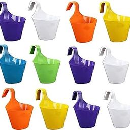 Auto E-Shopping Plastic Hanging Planters 12 Inch Height for Home Balcony Garden Terrace Multicolor Flower Hanging Hooked Flower Pots 12 Pcs-image-18