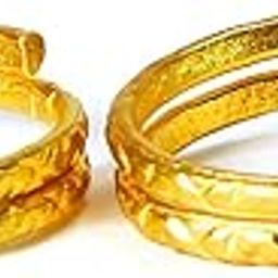 Metal Alloy (Panchaloha) Toe Ring for Women - Double Round Spring Type with Sleeping 'S' Pattern - 2 Pieces-image-43