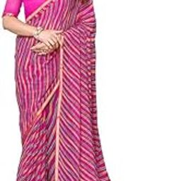 Women's Chiffon Leheriya Printed Saree With Unstitched Blouse Piece-4
