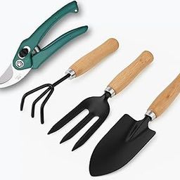 Yo Green Gardening Wooden Handle Tools Set - 4 Pcs (Cultivator, Big Trowel, Fork, Pruner) – Heavy Duty Gardening Tool with Wooden Handle for Soil Loosening, Weeding & Aeration-image-95