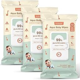 tütots Ultra Thick Aqua Baby Wipes - 99% RO Water Infused with Lemon Blossom & Tangelo - Ideal Wipes for New Born Baby - Wet Wipes for Cleaning - Soft & Gentle Baby Wet Wipes 3-4
