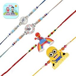 Amazon Brand - Umi Rakhi Gift for Brother and Bhabhi Kids | Rakhi Set of 4 | Rakshabandhan rakhis For Brother with Gift Combo Set | Premium Rakhi with Fridge Magnet for Door Décor-3