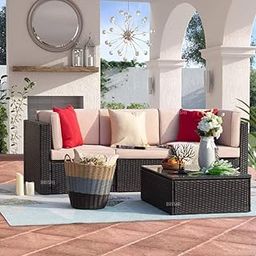 BRISHI Outdoor 3 Seater Sofa Set | Balcony Sofa | Patio Furniture Sets | Indoor Sofa | Wicker Rattan Garden Sofa Set with Cushion and Center Table (Dark Brown)-image-41