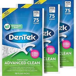 DenTek Triple Clean, 75 Picks - Pack Of 3: Removes Plaque & Food And Fights Bad Breath, Unflavoured, 3 Count Dental Floss Pick-12