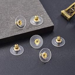 KUMU Jewellery Tools (200 Pcs Approx) Earring Back Stopper (Golden 100 Pairs Approx)-image-0