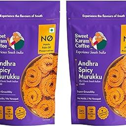 Sweet Karam Coffee Andhra Spicy Murukku | No Palm Oil | No Preservatives | South Indian Chakli | Crispy & Fresh Tea-Time Namkeen | Festive Special Snack | Homemade Recipe | Spicy Crunchy Treat | 95g Pack of 2-image-75