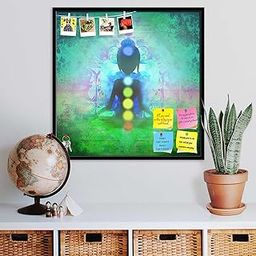 ArtzFolio Yoga Lotus Pose D9 | Bulletin Board Notice Pin Board | Vision Soft Board Combo with Thumb Push Pins & Sticky Notes | Black Frame | 24 x 24.1 inch (61 x 61 cms)-image-95