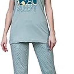 Summer Casual Round Neck Soft Feel Half Sleeve Cotton Nightsuit Set-image-97