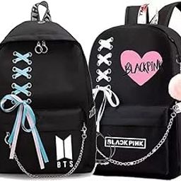 Blackpink Bags For Girls School Backpacks Blackpink KPOP Theme |Backpack for Student College School Bag For Women |Best Rakhi Gifts Pack of 2-1