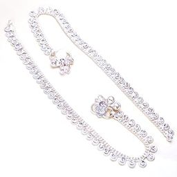 Anklet Set Crystal Beaded Ad Cz Traditional Gold Plated & Silver-Plated Chain & Box Design with Dangling Elements Daily Use Payal Jewelry For Women & Girls-image-92