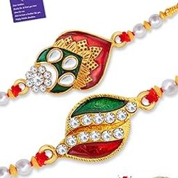 Exquisite Kundan Rakhi Combo & Designer Gold Plated Premium Rakhi for Brother, Roli Chawal & Greeting Card|Rakhi for Bhaiya|Rakhi for MEN|Kundan Rakhi|Rakhi Combo-Set of 2 |CBRAK105009-51