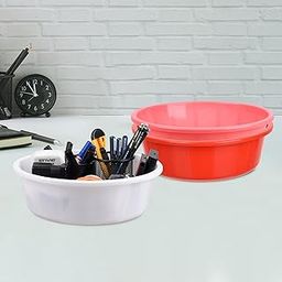 Homestic Pack of 3 Desk Organizer | Stationery Organizer | Multipurpose Organizer | Office Supplies for Pen-Pencil-Staplers | Desktop Organizer | 6 LTR | Red & Pink & White-image-55