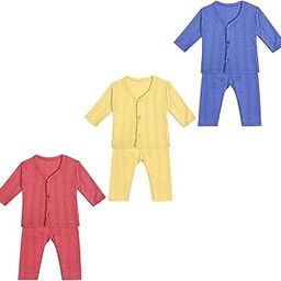 Baby Boys and Baby Girls Bright Color Front Open Thermal Top and Pyjama Set for Winter-image-2