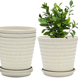 Eha Set of 4 Earth-Friendly Linea 7.5" Pots for Plants | Bamboo Based Plant Pots | UV Protected | Flower Pot for Indoor, Home Decor, Outdoor, Balcony & Garden | Sand Castle-9