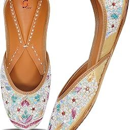 Traditional Hand Dabka Zari Embroidery Rajasthani Stylish Punjabi Ethnic Comfortable Sole Cushioned Fancy Bellies Mojari Jutti for Women and Girls-image-52