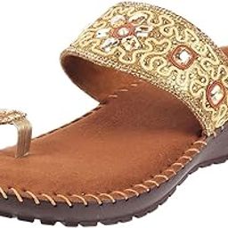 metro Women's Antic Gold Faux Leather Comfort Slip-on Fashion Sandals-picture-48